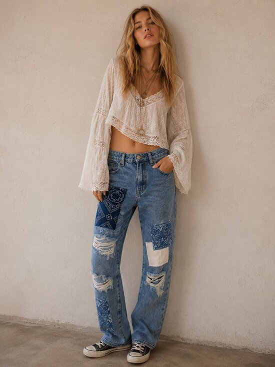 Simple Society Denim - Simple Society Distressed Patchwork Jeans - NWT